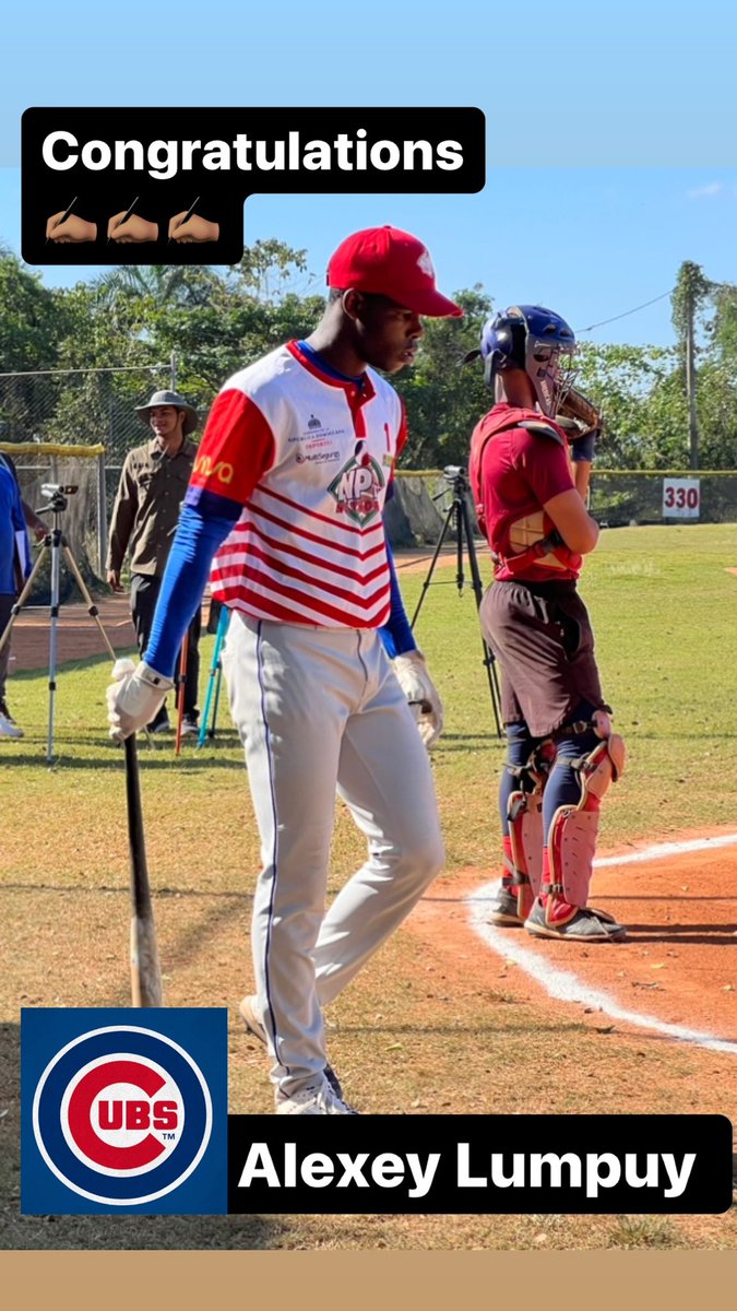 franklinjr23's tweet photo. Felicidades a nuestro jugador cubano Alexey Lumpuy por su firma con los Cubs de Chicago.
#FerrerasTeam #BaseballAmerica #Baseball #USA #beisbol #BeisbolRD #Scout #Mlb #Milb #ScoutMLB #TrainerPartnershipProgram #MlbRd @mlb @Cubs @BenBadler @francysromeroFR https://t.co/IMNRJvskY4