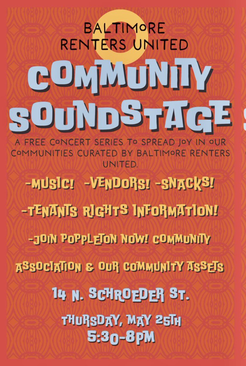 May 25: Join <a href="/b_renters/">Baltimore Renters United</a> &amp; #inclusionaryhousing at 4pm press conference at City Hall for Taxpayer Night to demand funds for essential housing infrastructure &amp; then pop over to Poppleton to celebrate the joy of organizing and building power in community 💥❤️💥 free food + music