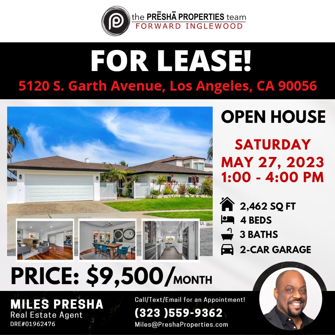 PreshaProps's tweet photo. Stunning remodeled Ladera Heights home. 4 beds, 3 baths, modern kitchen, hardwood floors, scenic views.

OPEN HOUSE this Saturday, 5/27 from 1-4 PM
For inquiries, contact or schedule a private showing!
Miles Presha / 323.559.9362 / Miles@PreshaProperties.com
#RealEstate #SouthLA https://t.co/bLekZRbiat