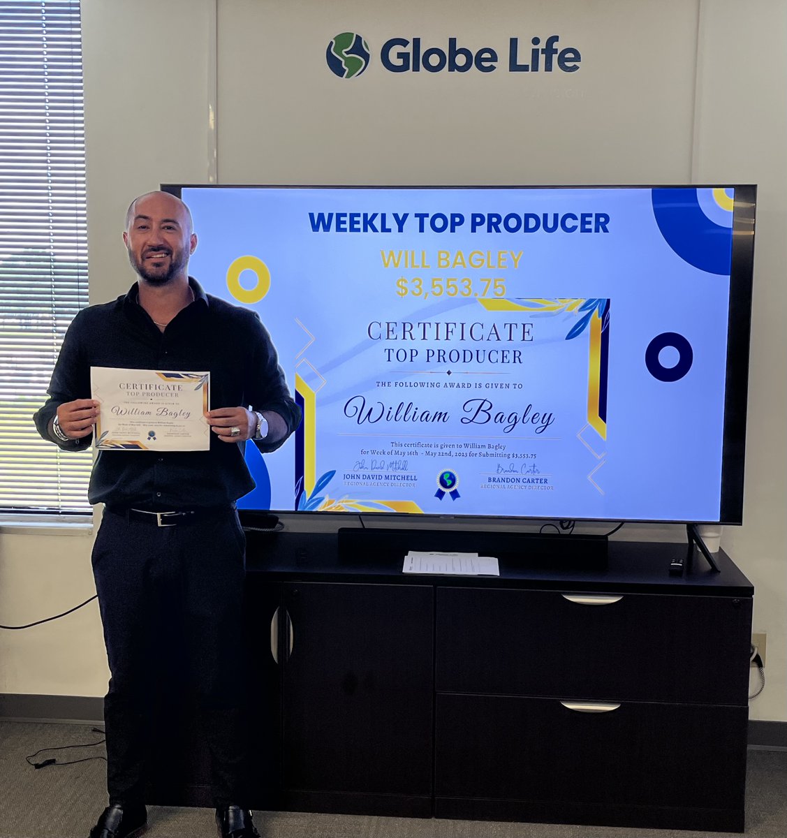 💪 CONGRATS to this weeks 🔝 Producer in our Mobile, AL office, Will Bagley!!💪 #TheMitchellAgencies #GlobeLifeLifeStyle #HardWorkPaysOff