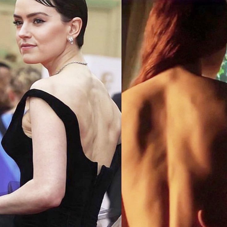 Daisy Ridley’s back muscle >>>>> #DaisyRidley #ophelia #starwars #baftas #Barbie