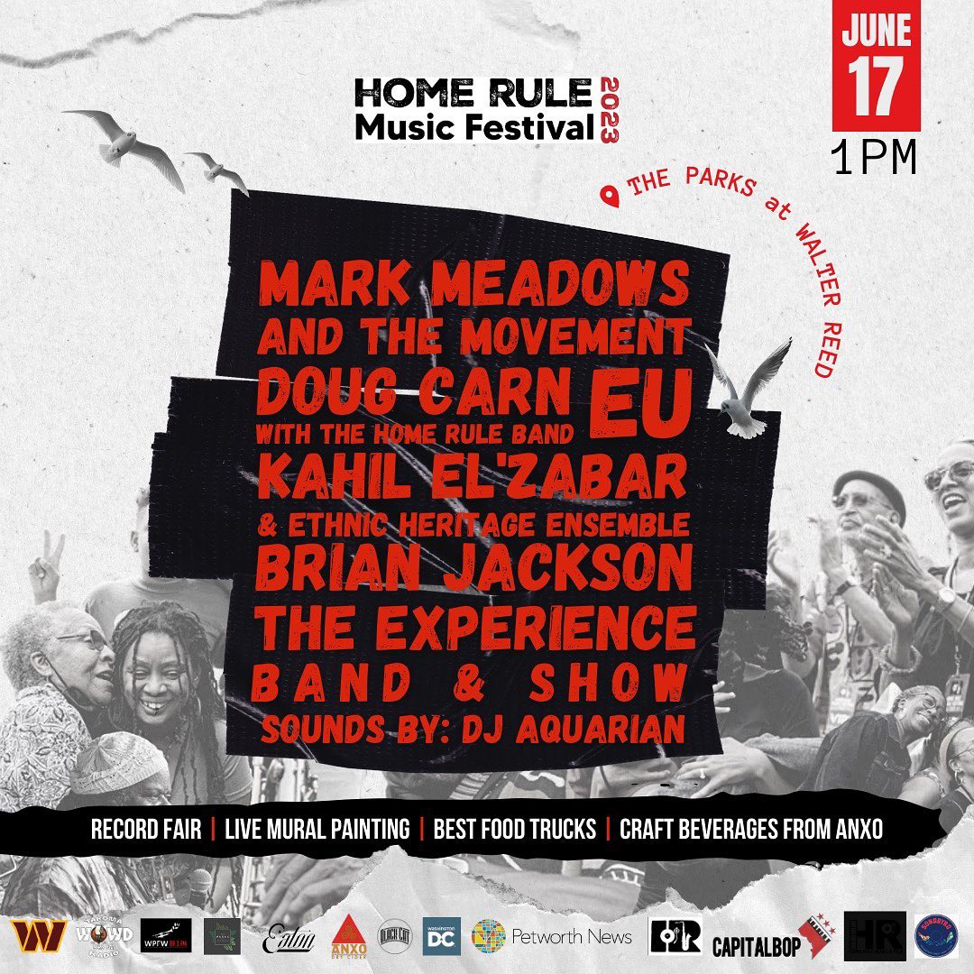 petworthdcnews's tweet photo. The Home Rule Music Festival is less than one month away! Offering free music AND a VIP experience, it's a great way to celebrate DC's vibrant music and culture.  2 weekends. 1 festival. June 16, 17 &amp; 24.

More details:  https://t.co/MToAzDqHIu https://t.co/E1OYs8CUGS