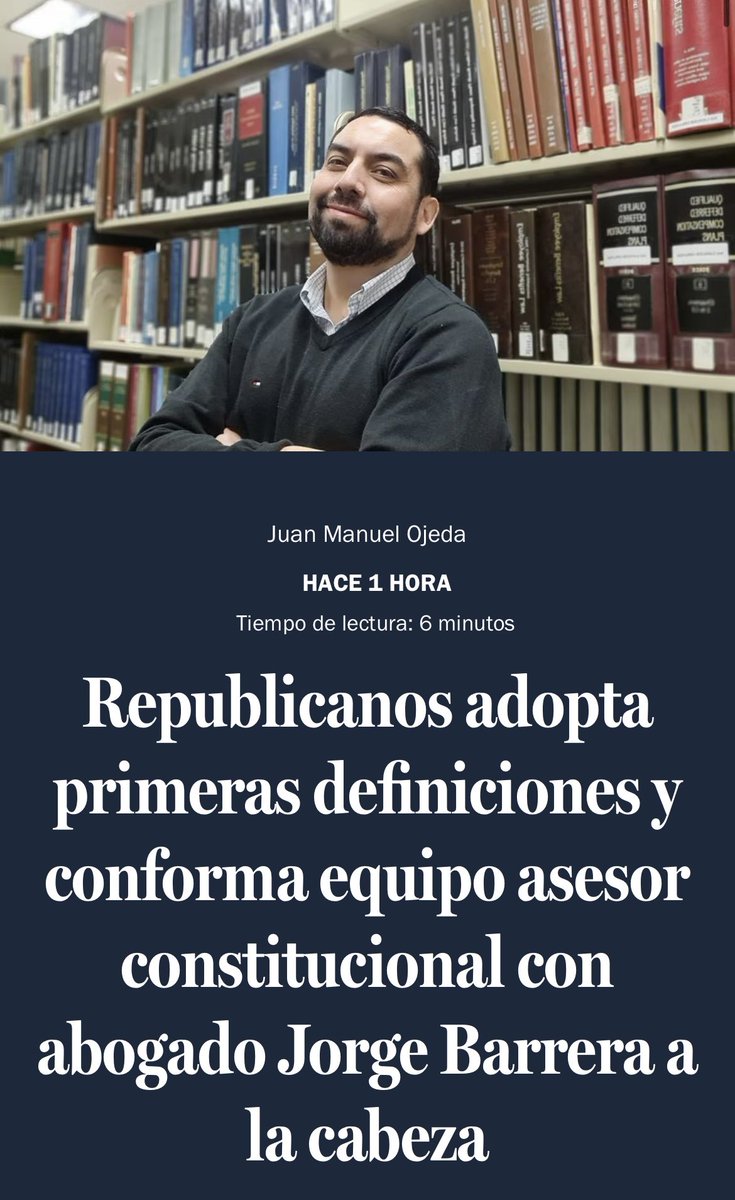 #ConsejerosRepublicanos  adoptan primeras definiciones y conforman equipo asesor constitucional con abogado Jorge Barrera

latercera.com/la-tercera-pm/… vía <a href="/latercera/">La Tercera</a>