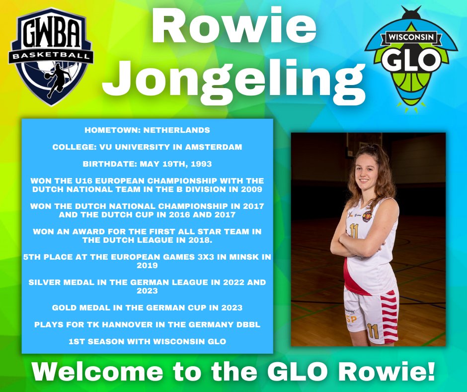 Please help us in welcoming Rowie Jongeling for her first season with the Wisconsin GLO!💚 We're so excited! Let's get to work! 💪🏀 #oshkosh #letsglo #womensbasketball