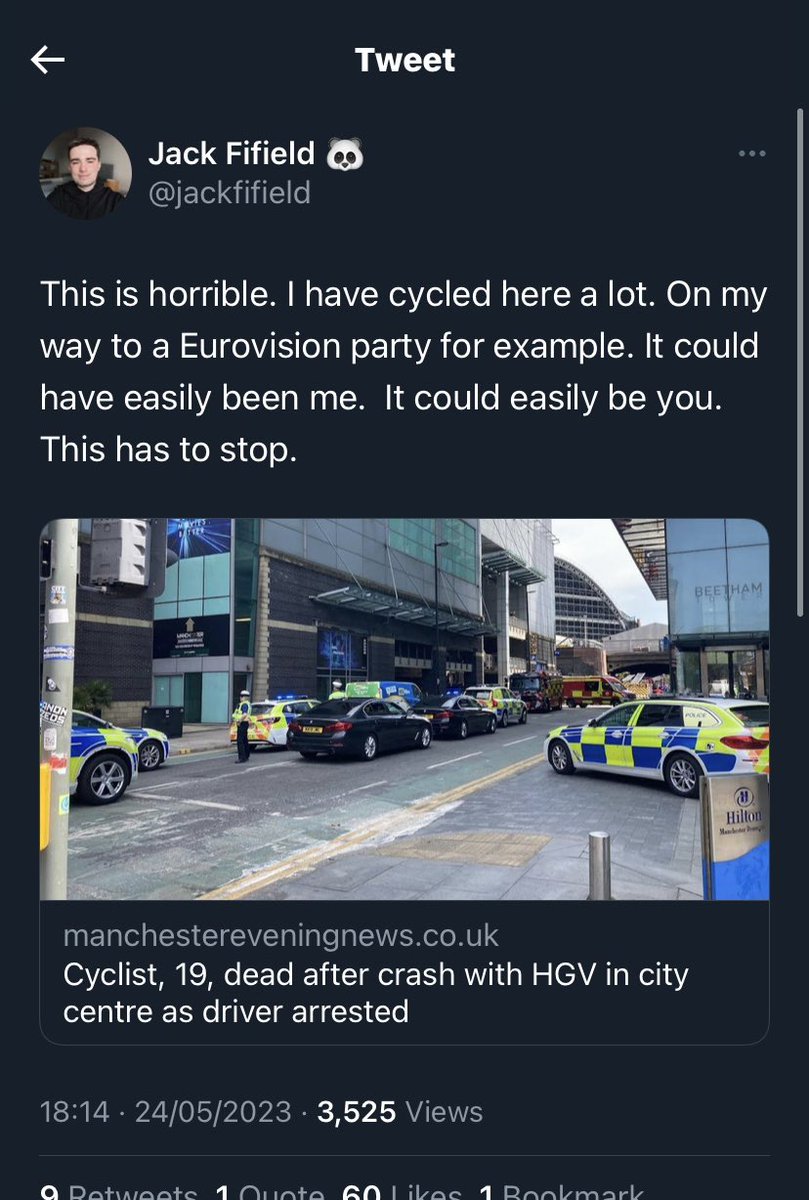 Two cyclists killed today* on our roads. Both in collisions with HGVs. 

* That I know of. The figure is likely higher. 

It really hits home when people you know cycle the routes where they were killed.

WE NEED SAFE SEGREGATED CYCLING ROUTES NOW