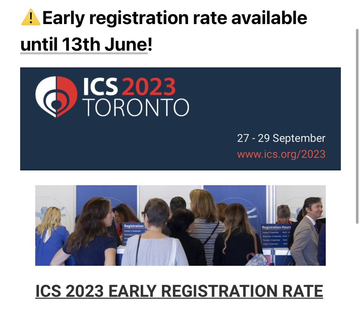 DrMalallah's tweet photo. ⚠️Early registration rate available until 13th June!

@icsoffice 
#ics2023 
#Toronto
#icsmeeting
#urology
#voidingdysfunction
#functionalurology
#internationalcontinencesociety https://t.co/wfkTKtqSGC