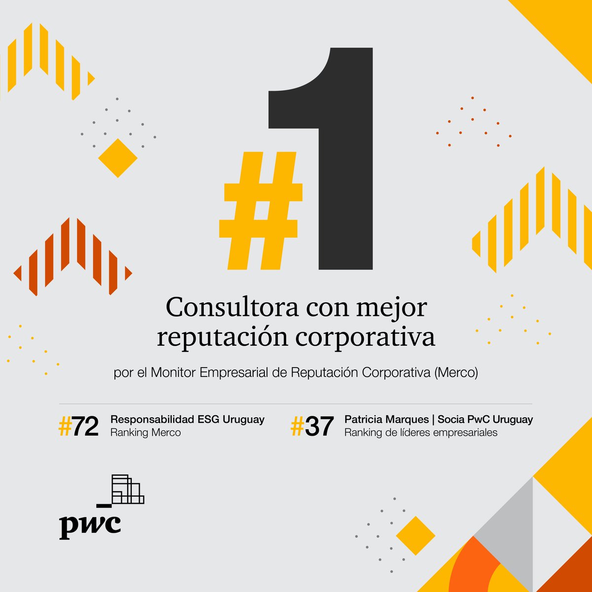 PwC_Uruguay's tweet photo. Nos enorgullece ser reconocidos como la mejor consultora del mercado por @mercoranking.

También nos posicionamos entre las 100 empresas líderes en el primer ranking Merco Responsabilidad ESG Uruguay.

Agradecemos a nuestros colaboradores y clientes por este logro. https://t.co/aMqd6IM7L8