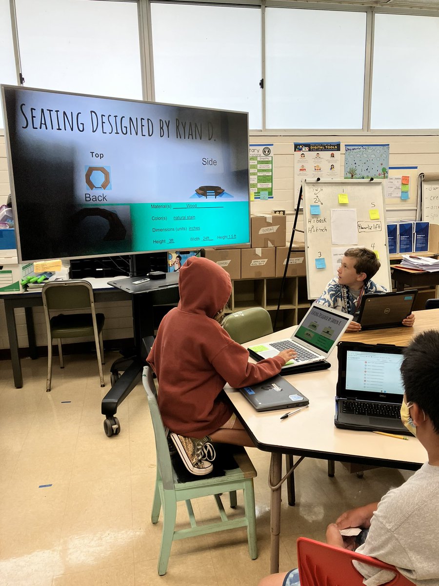 #WeblingEl ,GT students shared proposals on grid designed benches that they researched for student use.  Great ideas for school Admin to consider.  Mahalos to Mr. Bowler for you guidance to the GT students!  #NaPueo