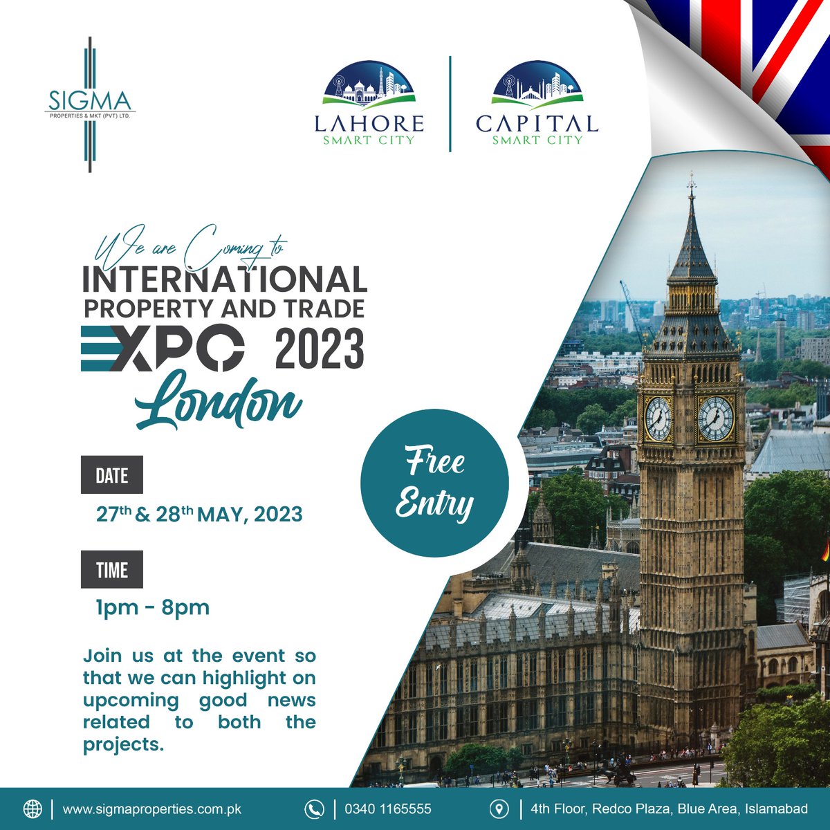 Join International Property and Trade Expo 2023 in London on the 27th and 28th of May, and explore more good news about Capital Smart City and Lahore Smart City
#International #Property #Trade #Expo2023 #London #27thand28thMay #explore #goodnews #CapitalSmartCity #LahoreSmartCity