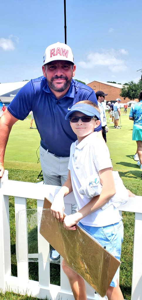 TheChefJax's tweet photo. Tiny human got to meet the hottest golfer on tour right now. 
Michael Block was so nice, super awesome to everyone and just really seems to be having the time of his life right now. @CSChallengeFW https://t.co/PuK7W0YyZN