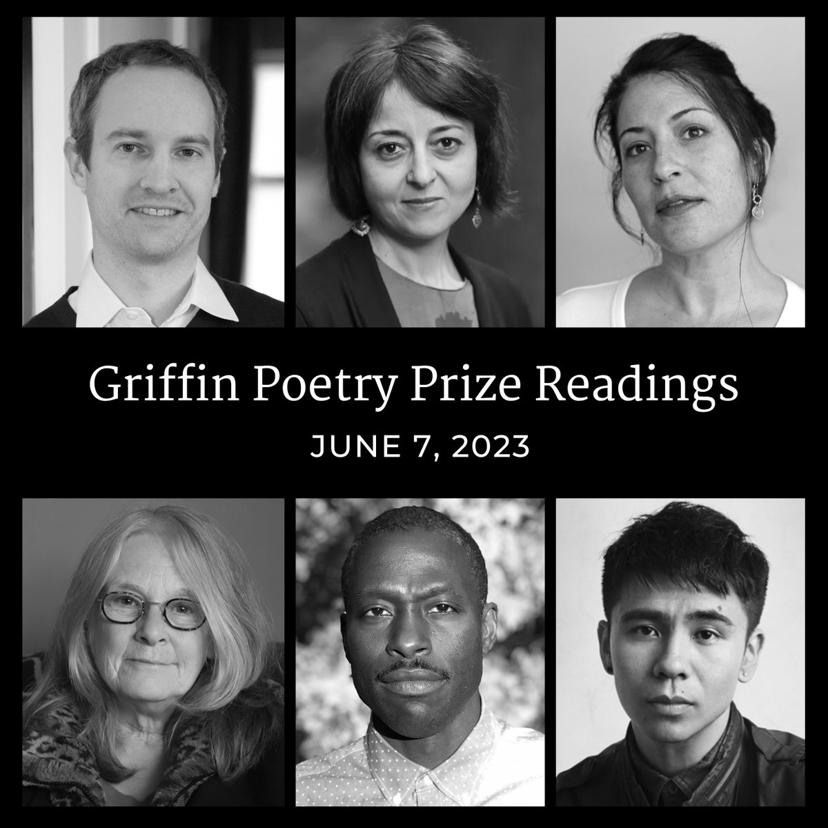 Only two weeks left until the #GriffinPoetryPrize Readings in Toronto!

Get your tickets today to witness captivating readings by our renowned 2023 finalists: Robyn Creswell and <a href="/Imanmersal/">Iman Mersal</a>, <a href="/adalimon/">joa 𓏲ּ𝄢</a>, <a href="/Musgravian/">Susan Musgrave</a>, Roger Reeves, and Ocean Vuong.

Tickets: rcmusic.com/events-and-per…