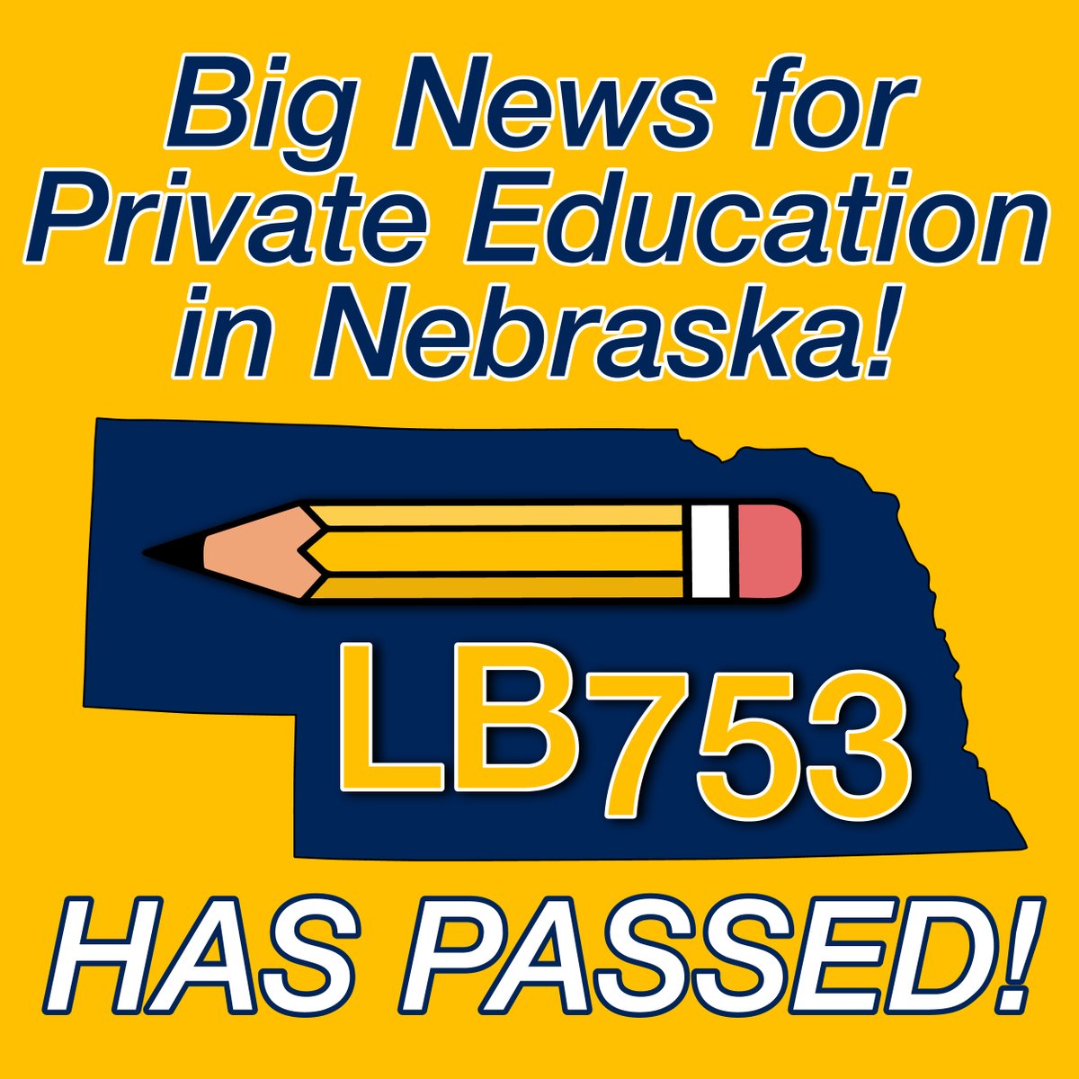 nebr_christian's tweet photo. LB753 has officially passed! This means great things are ahead in private education for the state of Nebraska. Click the link to read more: https://t.co/zsUWz44HVL https://t.co/TSIMFZcoCL