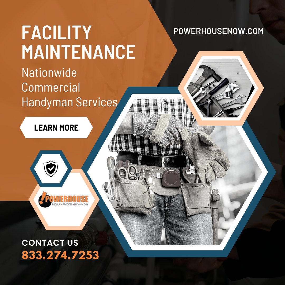 The day-to-day wear of a building can be a menace to operations. Stay on top of your facilities maintenance with our network of commercial services, including handyman services. Click to learn more bit.ly/42UObzp

#commercialservices #facilitiesmaintenance #powerhouse