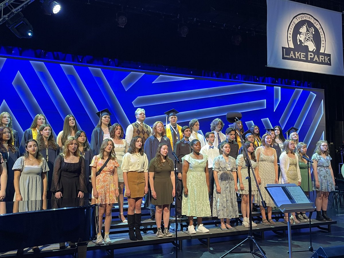 Sharing a sneak peak of @LPHSCHOIR rehearsing for the #WeAreLakePark Class of 2023 commencement ceremony tonight (5/24/23) at Willow Creek. Doors open at 6:15pm. We can’t wait to celebrate our Lancer graduates! 🎓💙🤍