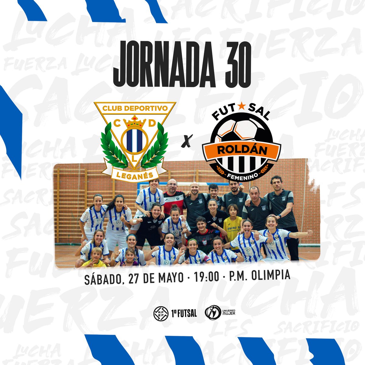 HORARIOS | Con la salvación asegurada queremos que nuestro último partido de Liga ante <a href="/RoldanFSF/">STV Roldán FSF</a> sea una fiesta. Cambiamos de pabellón, pero os esperamos a todos para la despedida de temporada 😍

⚽️ Sáb, 27/may · 19h . P.M. Olimpia
📺 youtube.com/live/9Y_ATUTZn…

#VamosLega 🥒🤍💙