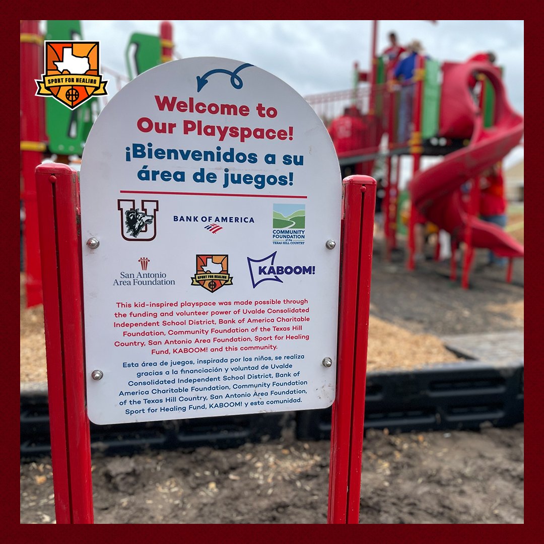 The Sport for Healing Fund is being put to good use!

The Kaboom! Playground was designed by and for the children of Uvalde and is a place where kids will come together to laugh, play, and heal. This is the first large investment from the fund and it symbolizes our deep-rooted to… https://t.co/L8unru4WWN https://t.co/741k21ifQe