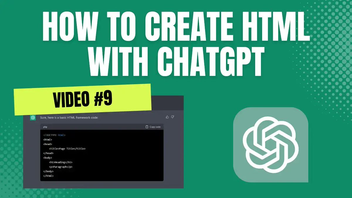 JustDreamItMedi's tweet image. How To Create HTML With ChatGPT | Step by Step Tutorial youtu.be/a-AYJ--Tipc via @YouTube #HTMLtutorial #ChatGPT #AIcoding #HTMLgeneration #ai #html #aihtml