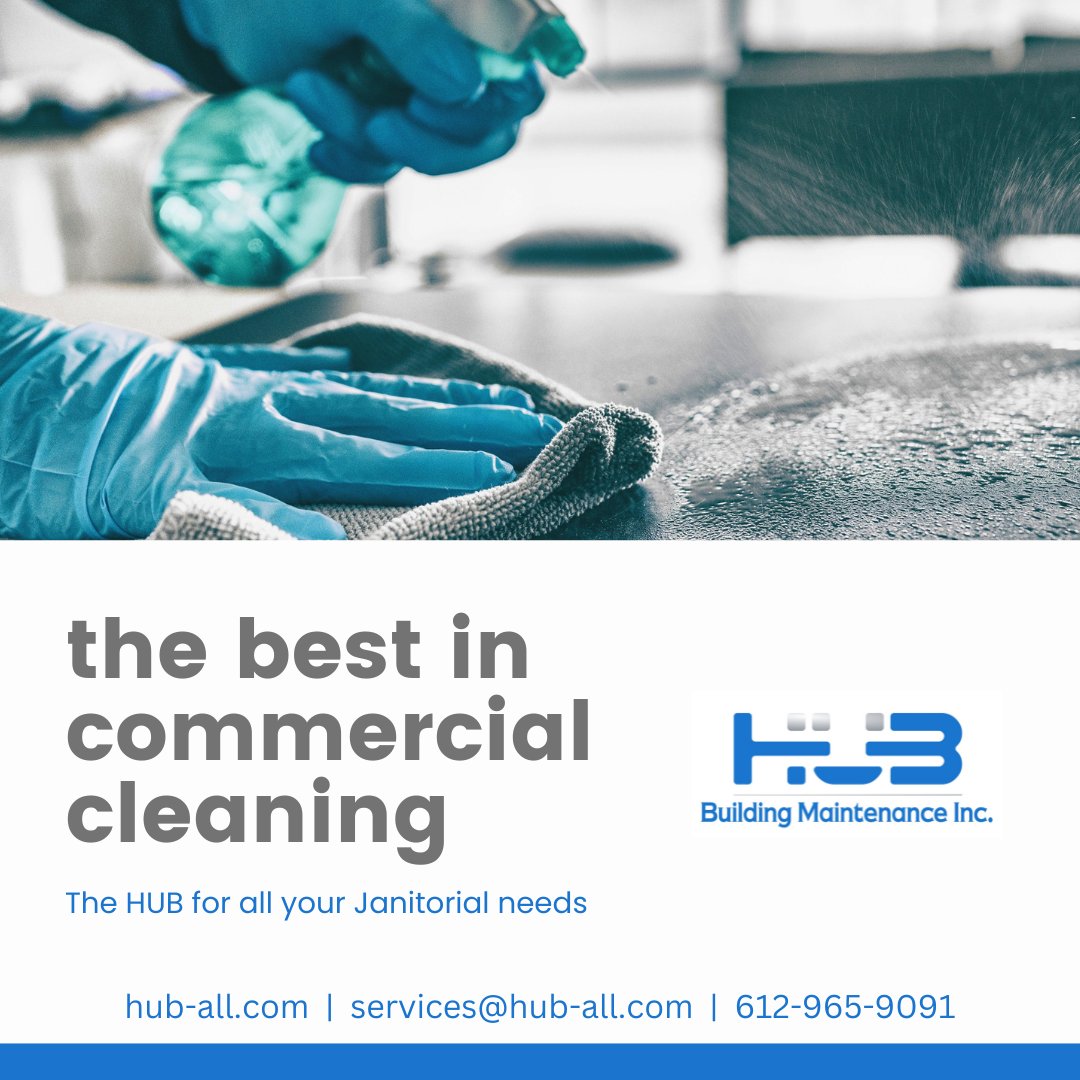 Through open communication and exceptional service we have the solution to meet your requirements. Depend on HUB for honest, professional, and quality results. 
hub-all.com
#thehubforyourhub #cleaning #janitorial #commercialbuildings #cleaningservices