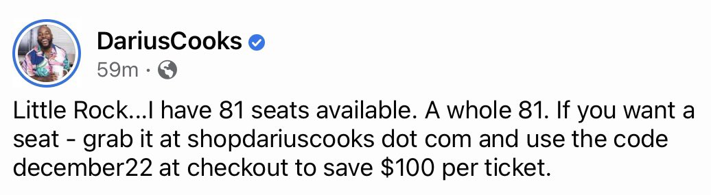 #dariuscrooks #dariuscooks bragged about selling every seat in each city for his dining event but here he has 81 seats.  How is that a sell-out?