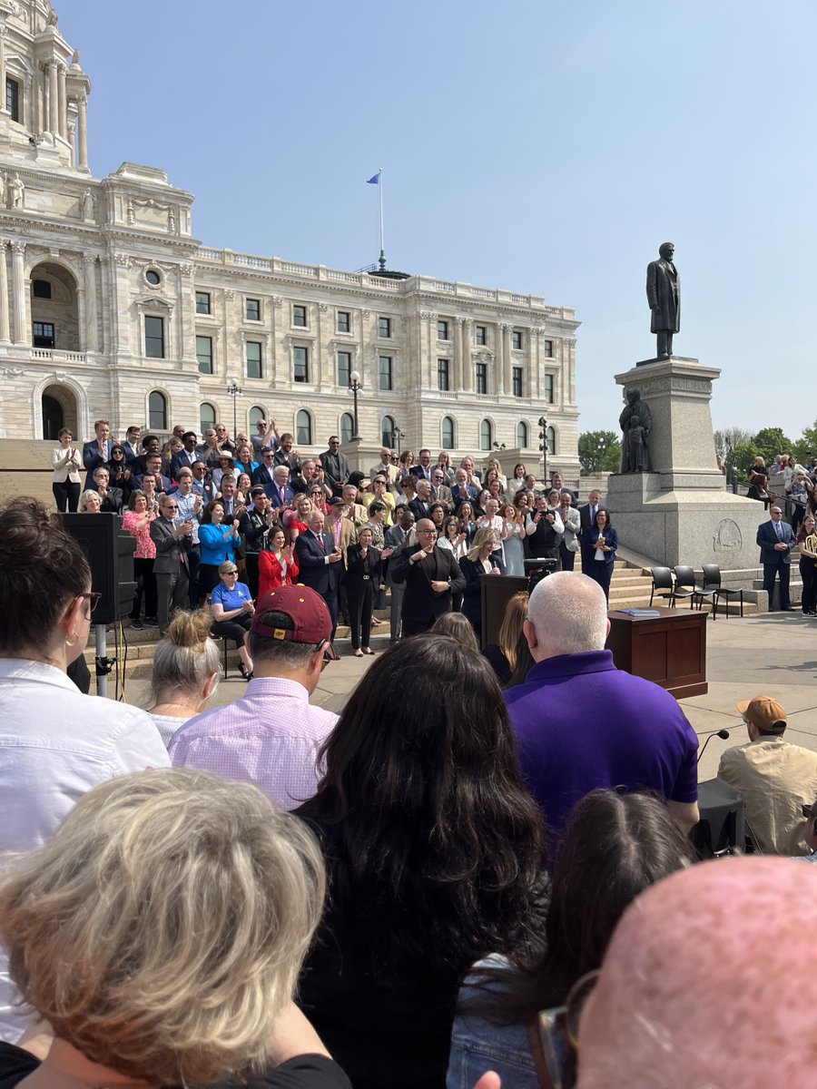RMIPolicy's tweet image. It was exciting to have @americaisallin’s @MiguelMoravec there on the ground today for the signing of #Minnesota’s monumental transportation bill, where enthusiasm was high for the incredible progress the state is making on #ClimateAction 🚌🚲
