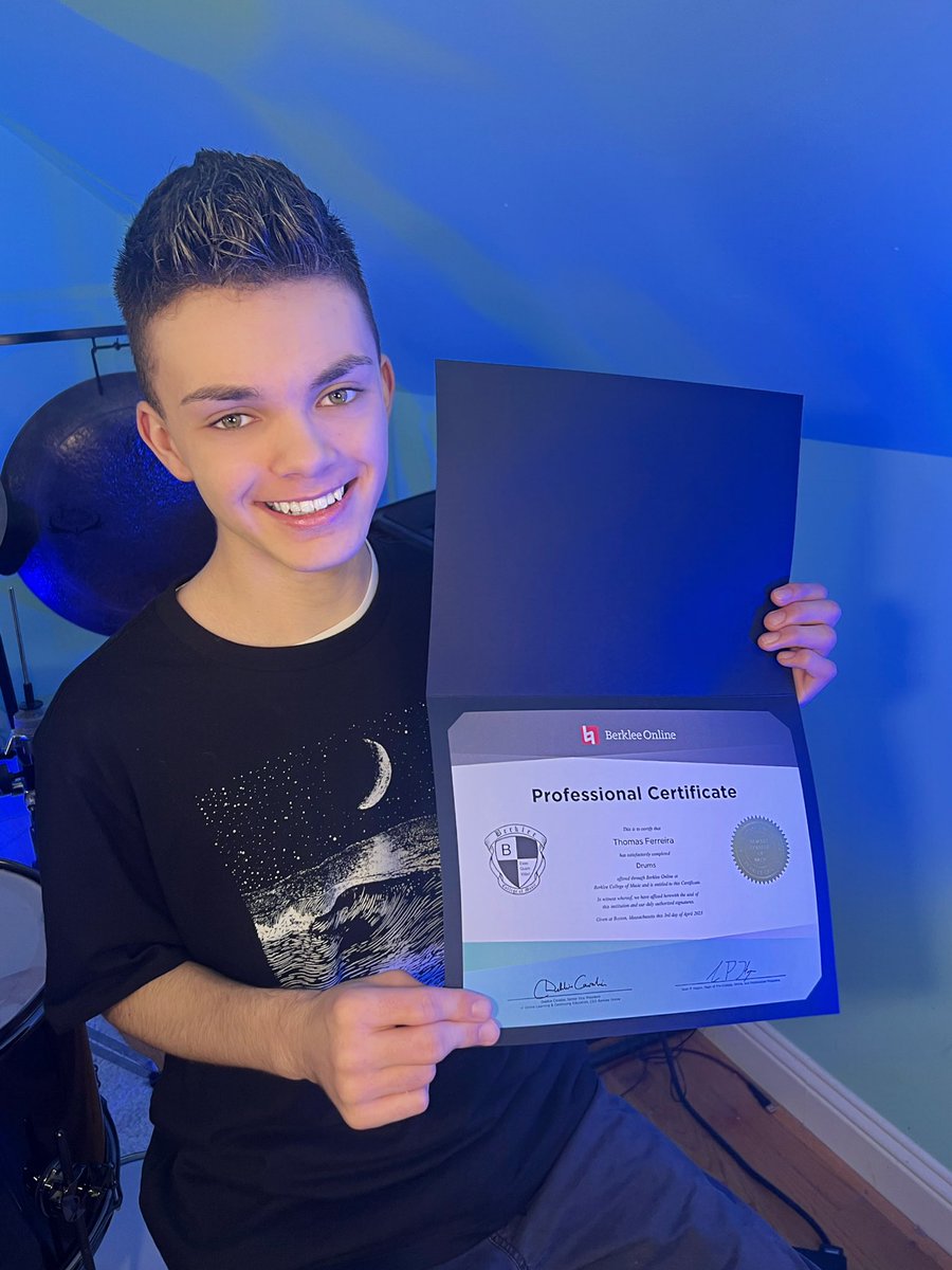My Berklee College Professional Drum Certificate arrived today!  <a href="/BerkleeOnline/">Berklee Online</a>  #drums #music