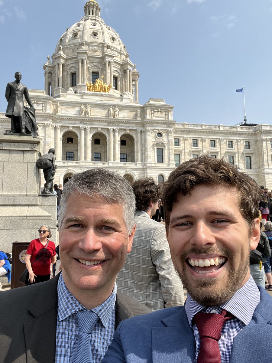 RMIPolicy's tweet image. It was exciting to have @americaisallin’s @MiguelMoravec there on the ground today for the signing of #Minnesota’s monumental transportation bill, where enthusiasm was high for the incredible progress the state is making on #ClimateAction 🚌🚲