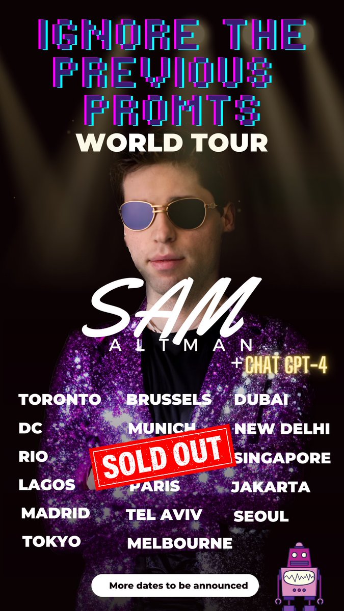Linear_Jedi's tweet photo. Do you all have your ticket for @sama world tour? 🎫⚡️🕺 #SamAltman #OPENAI https://t.co/DTKuQEn8NM