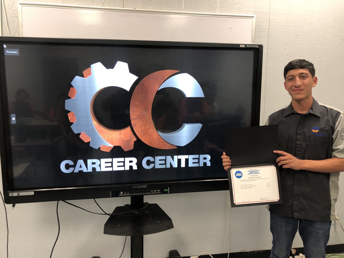 Francisco Gurrola from the #AutomotiveTechnology program @OurCareerCenter @YsletaISDCTE and from @DVHSYISD @YsletaISD earned 2 #ASE Entry Level Automotive Certifications. Way to go Frankie! @IvanCedilloYISD @BrendaChR1 @hmartinez5yisd @BMelendez_RHS #THEdistrict
