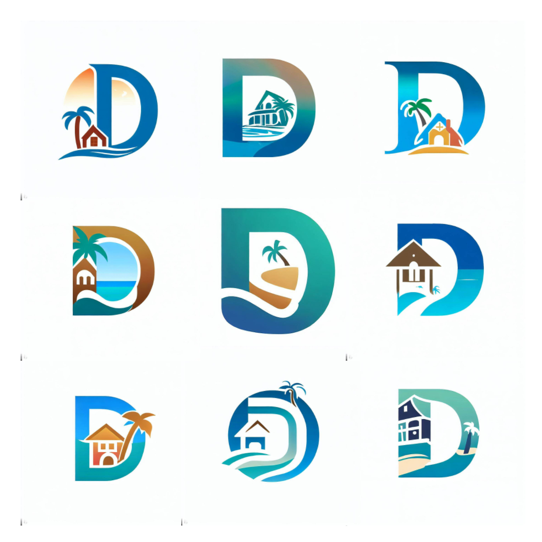 SpacTrader110's tweet photo. Tried the Bing Chat image creator asking it to make a logo with the letter D and beach house for a token I created,  it came up with some nice ones. Now these are the best out of like 200 it designed.

Which one do you like? https://t.co/9YaDyjny2E