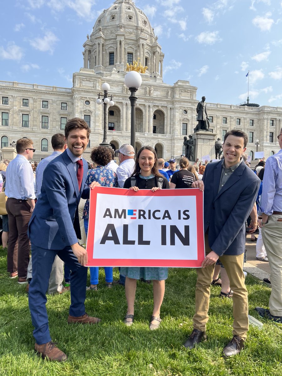 RMIPolicy's tweet image. It was exciting to have @americaisallin’s @MiguelMoravec there on the ground today for the signing of #Minnesota’s monumental transportation bill, where enthusiasm was high for the incredible progress the state is making on #ClimateAction 🚌🚲