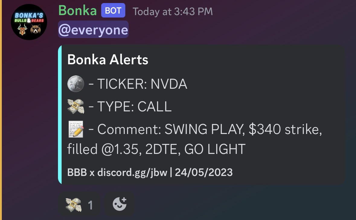 bonkanomics's tweet photo. i bought $340 strike calls @ 1.35 fill, i just turned $405 into $16,000k+ 🕺

i alerted the play in my Discord along with 12 others 😮‍💨 

WE HIT THOSE 🎯📈🧙‍♂️
$NVDA https://t.co/mDkRrnPqvn