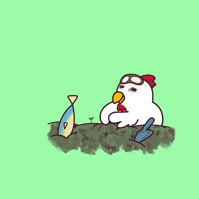 天気が良いので苗を植える! 大きく育ったら食べ放題!  #イラスト #ゆるイラスト