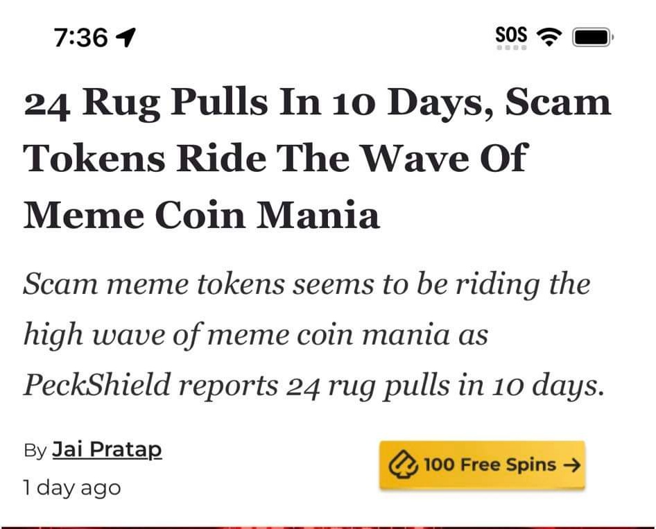 Please be careful when you choose to ape into #newtokens guys. These #scammers are what give #crypto an unfair bad rep.

#MemeCoinSeason
#Unity #ShibaDogeLovesAll

Missed #Shiba? Missed #Doge?
Don't miss #ShibaDoge