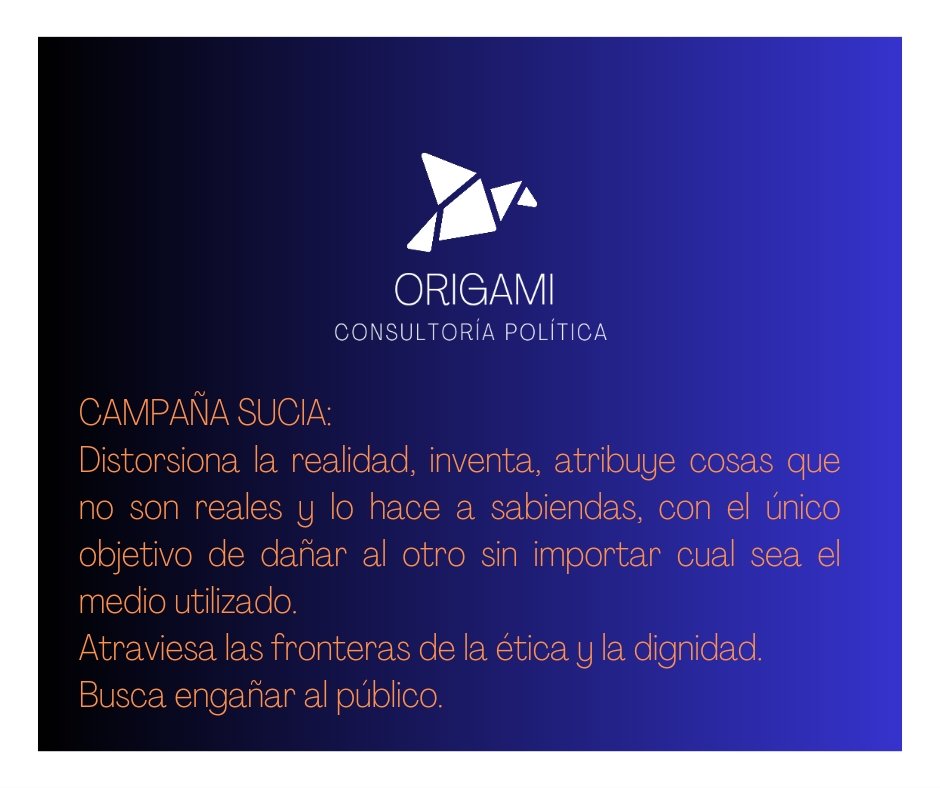 ➡️ Tres tipos básicos de campaña 
➡️POSITIVA
➡️NEGATIVA
➡️SUCIA