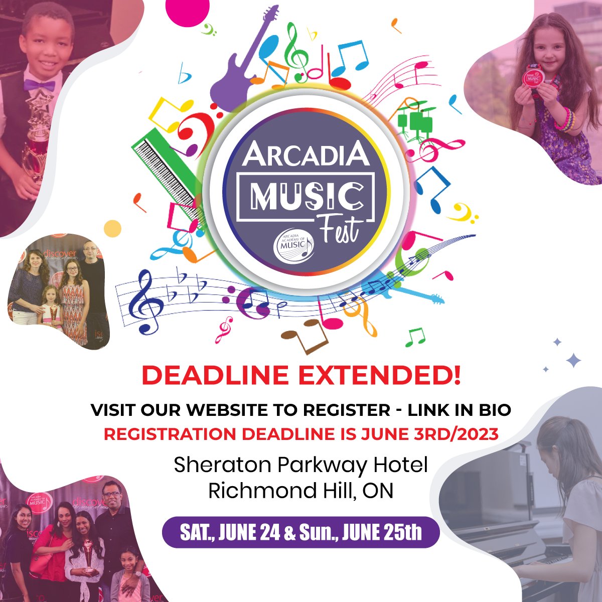 SIGN UP TODAY! DEADLINE EXTENDED TO JUNE 3RD. #arcadiaacademyofmusic #arcadiamusicfest #musiclessons
