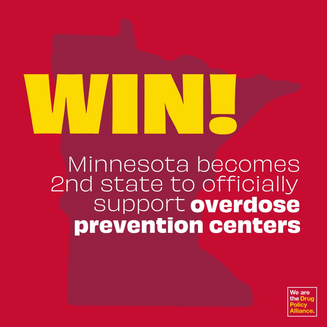 Drug Policy Alliance (@drugpolicyorg) on Twitter photo Big Win! Following Rhode Island, Minnesota becomes the 2nd state to officially support overdose prevention centers. This afternoon, <a href="/GovTimWalz/">Governor Tim Walz</a> signed SF 2934, which mandates the Commissioner of Human Services to establish overdose prevention centers and includes more than $14 Big Win! Following Rhode Island, Minnesota becomes the 2nd state to officially support overdose prevention centers. This afternoon, <a href="/GovTimWalz/">Governor Tim Walz</a> signed SF 2934, which mandates the Commissioner of Human Services to establish overdose prevention centers and includes more than $14