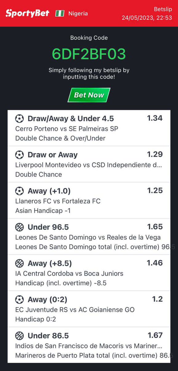 Sharp 10 odds for the night 🔥

Booking Code: 6DF2BFO3

JOIN MY TELEGRAM CHANNEL 👇
t.me/Oddshive

Gamble Responsibly 🔞

<a href="/TheLockTips/">TheLock</a> @Agba_Tuzpundit <a href="/pbtips_/">PBTIPS ♻️♻️👀</a> <a href="/OlaseniFeyisayo/">ANGRYPUNTER🏀🐐</a> <a href="/sportingking365/">Sporting King</a> <a href="/Loudpunter/">loudpunter</a>