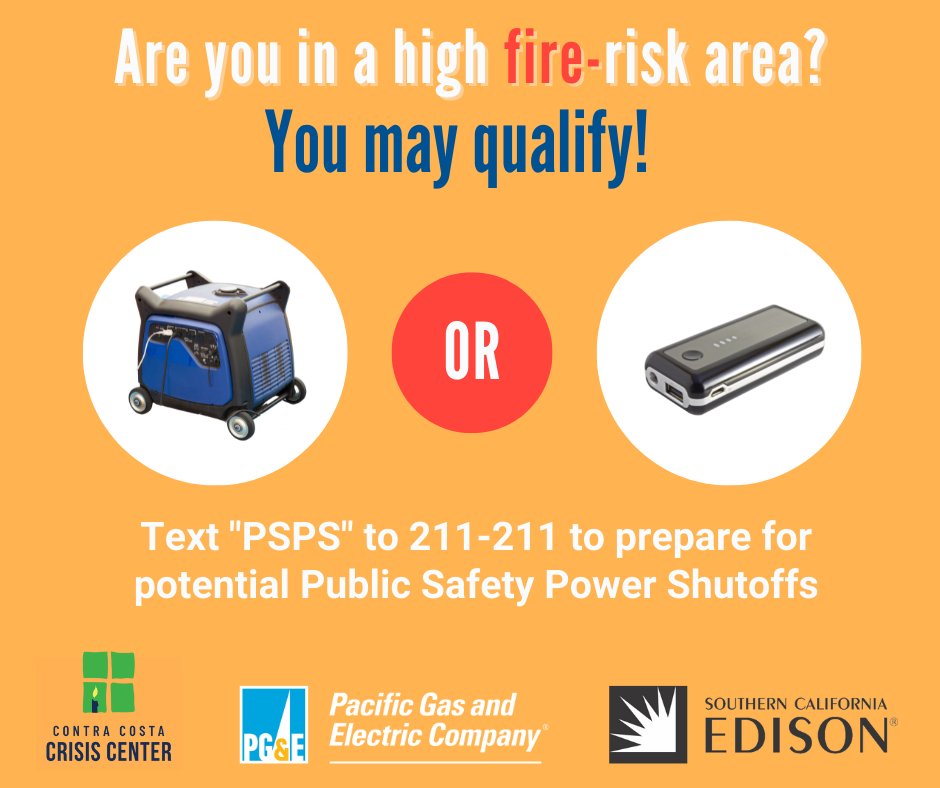Fire season is right around the corner. 211 provides PG&E and SCE customers who are at-risk, including relying on life-sustaining medical equipment and living in a high-fire-risk area, free Public Safety Power Shutoff plans. Call 2-1-1 to #Get Connected and #Get Prepared. https://t.co/n3iZVoxyFn
