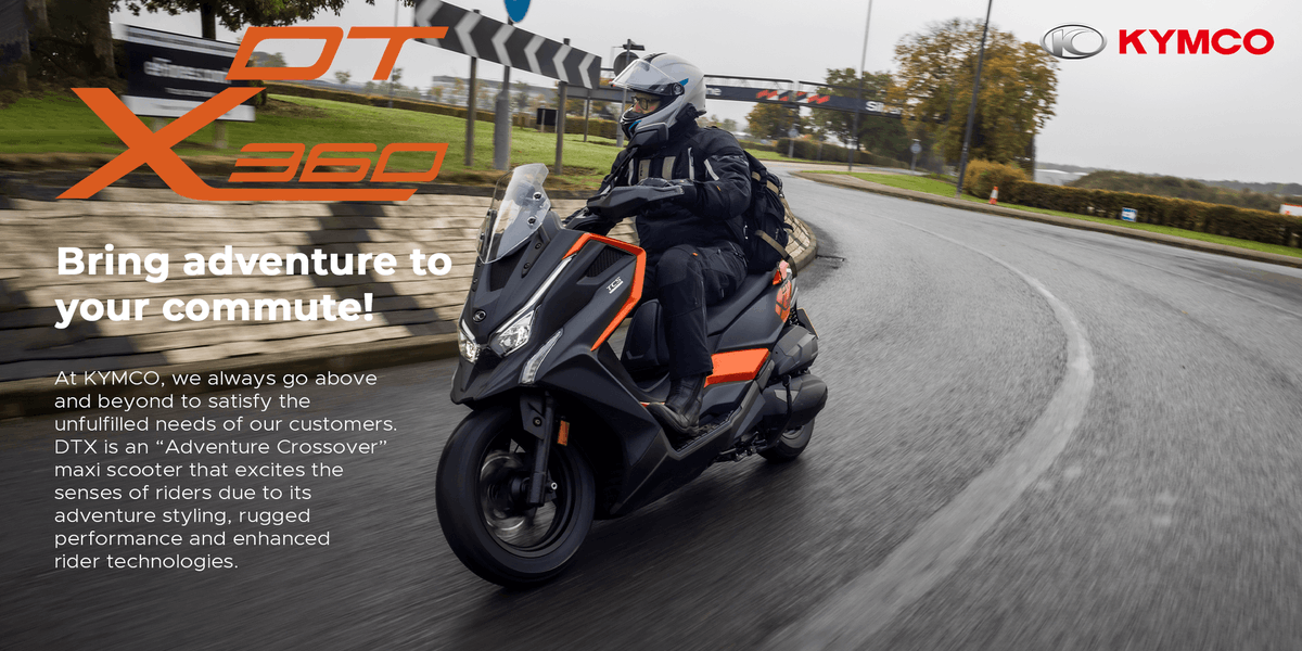 DTX 320 is the fun adventure crossover scooter featured in MCN and MoreBikes! Great for beginners and experienced riders alike who are looking for more with their commute!