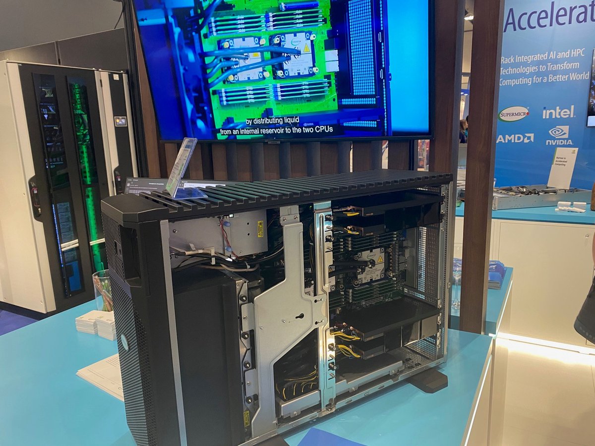 Come witness the powerful capabilities of our Liquid Cooled AI Development Platform at this year’s #ISC23.
 
This state-of-the-art system includes integrated liquid cooling that unleashes the full potential of leading-edge #CPUs and NVIDIA  #GPUs.

bit.ly/3WkfeSg