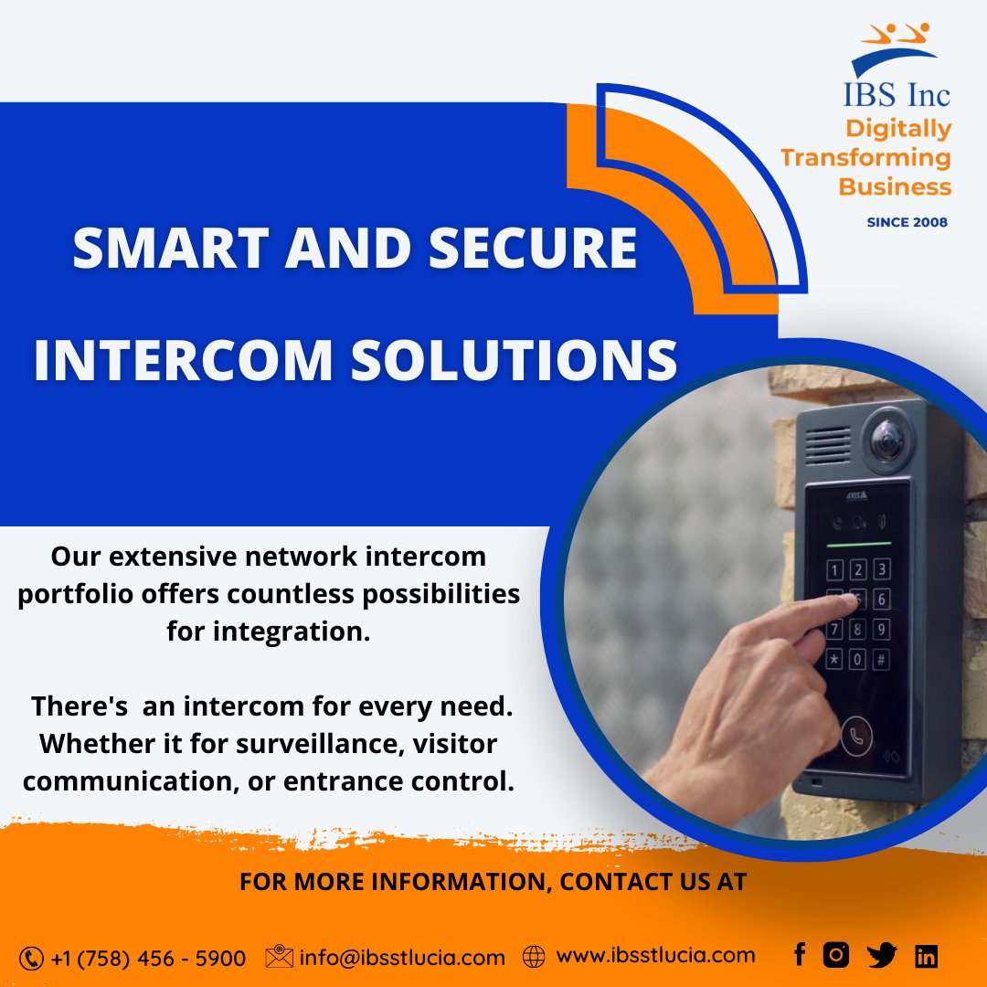 Secure your space with the latest in access control technology. Keep your property safe and your mind at ease.

Find out more: ow.ly/83rG50Npz8i
📞𝟐𝟖𝟓-𝟑𝟑𝟓𝟔| 𝟒𝟖𝟓-𝟓𝟗𝟏𝟒 

#ibsstlucia
#AccessControl #accesscontrolsystems #intercom #intercomsystem