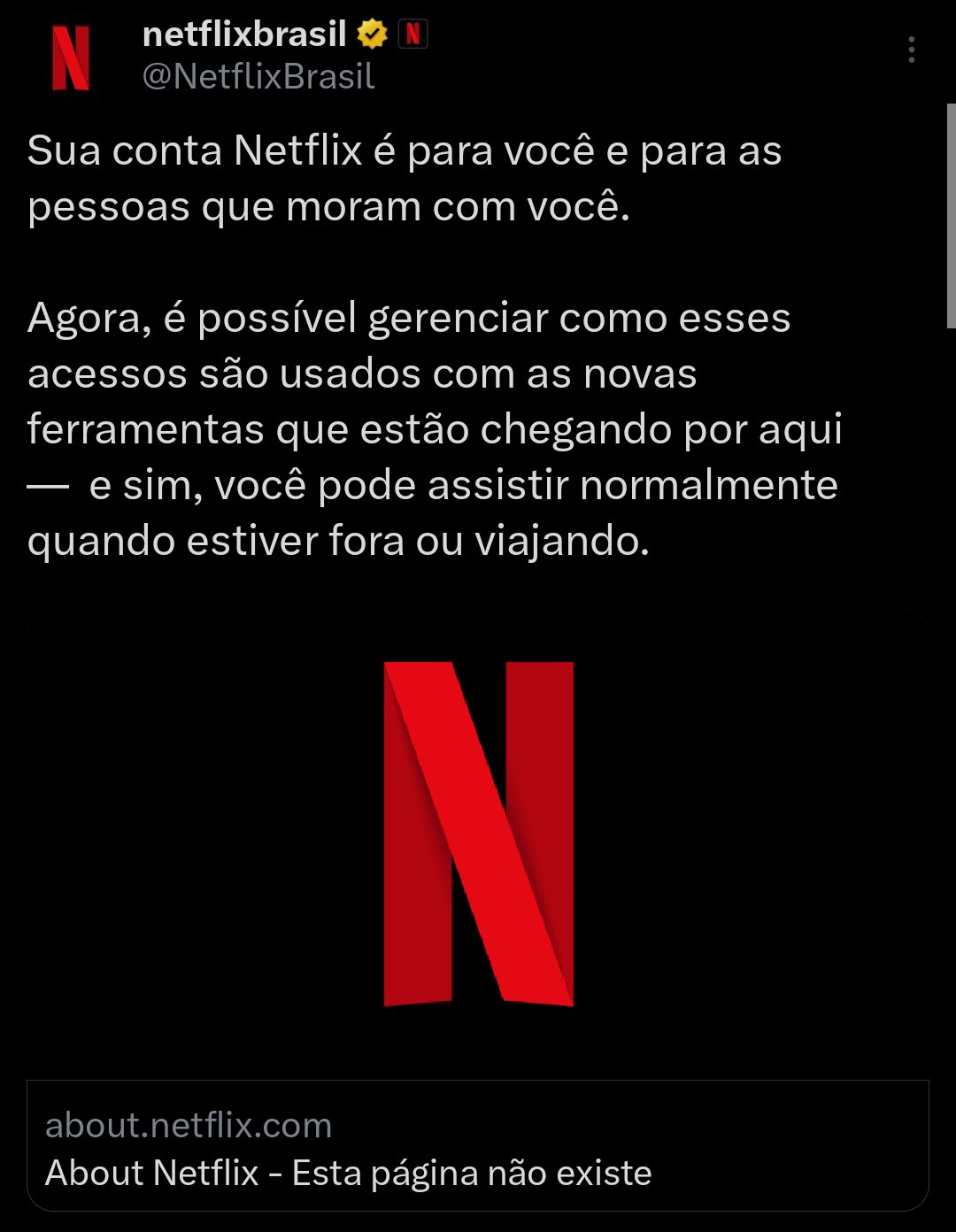 vide rótulo on X: 🚨 Agora é OFICIAL! A Netflix passará a cobrar uma taxa  fixa por residência, e contas utilizadas em mais de uma residência passarão  a ter cobrança adicional Você