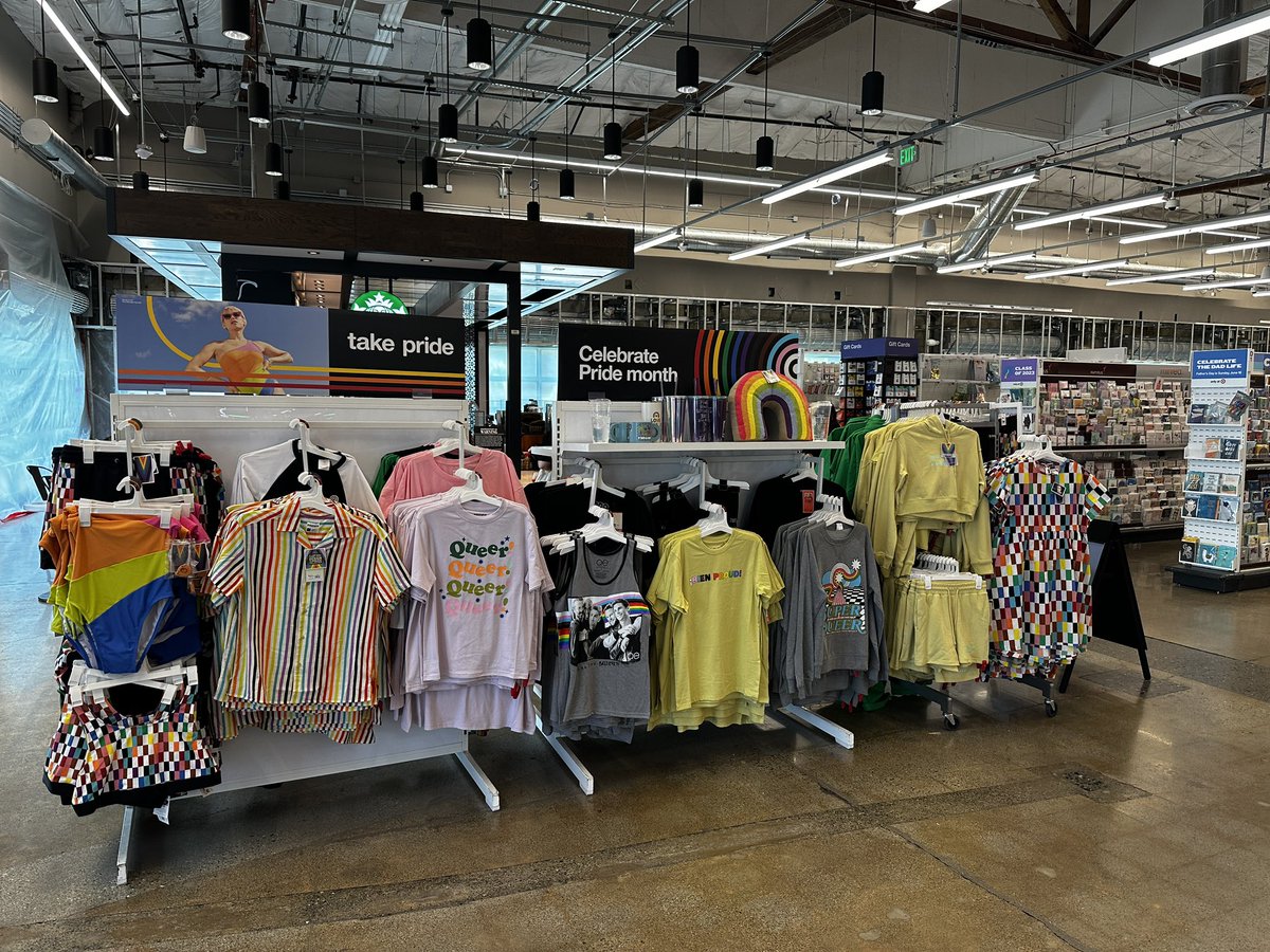 CMWeeks's tweet photo. The San Francisco Target is proudly promoting all of their pride gear right in the front of the store. No shame whatsoever. I spoke to the employees there and told them my opinion, and they agreed: this is a form of indoctrination. They lied about moving these things to the back. https://t.co/J7qlXaUx9o