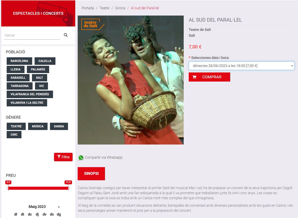 ‼️ Si tens entre 18 i 25 anys…

Avui i demà (25-26/05) a @Escena25 pots comprar entrades a preu reduït.

Els musicals que hi trobareu són:

-  ‘L'ALEGRIA QUE PASSA’ <a href="/dagolldagom/">Dagoll Dagom</a> <a href="/teatrepoliorama/">Teatre Poliorama</a> 
- ‘AL SUD DEL PARAL·LEL’ <a href="/teatredesalt/">Teatre de Salt</a>