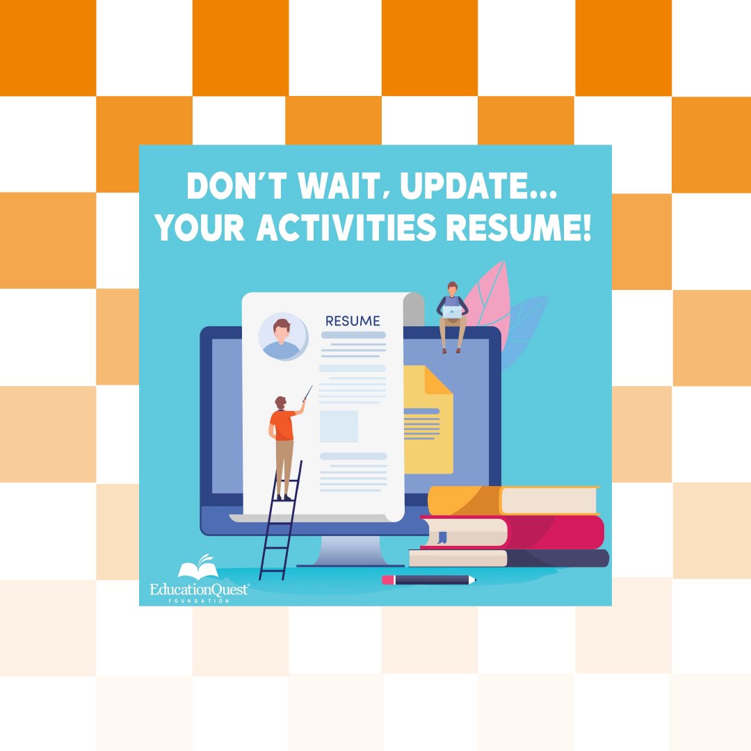 EducationQuest's tweet image. 🚨 Now&apos;s the time to update your activities resume! Head over to eqf.org/ActResume to get started on yours today! 
#freecollegehelp #activitiesresume