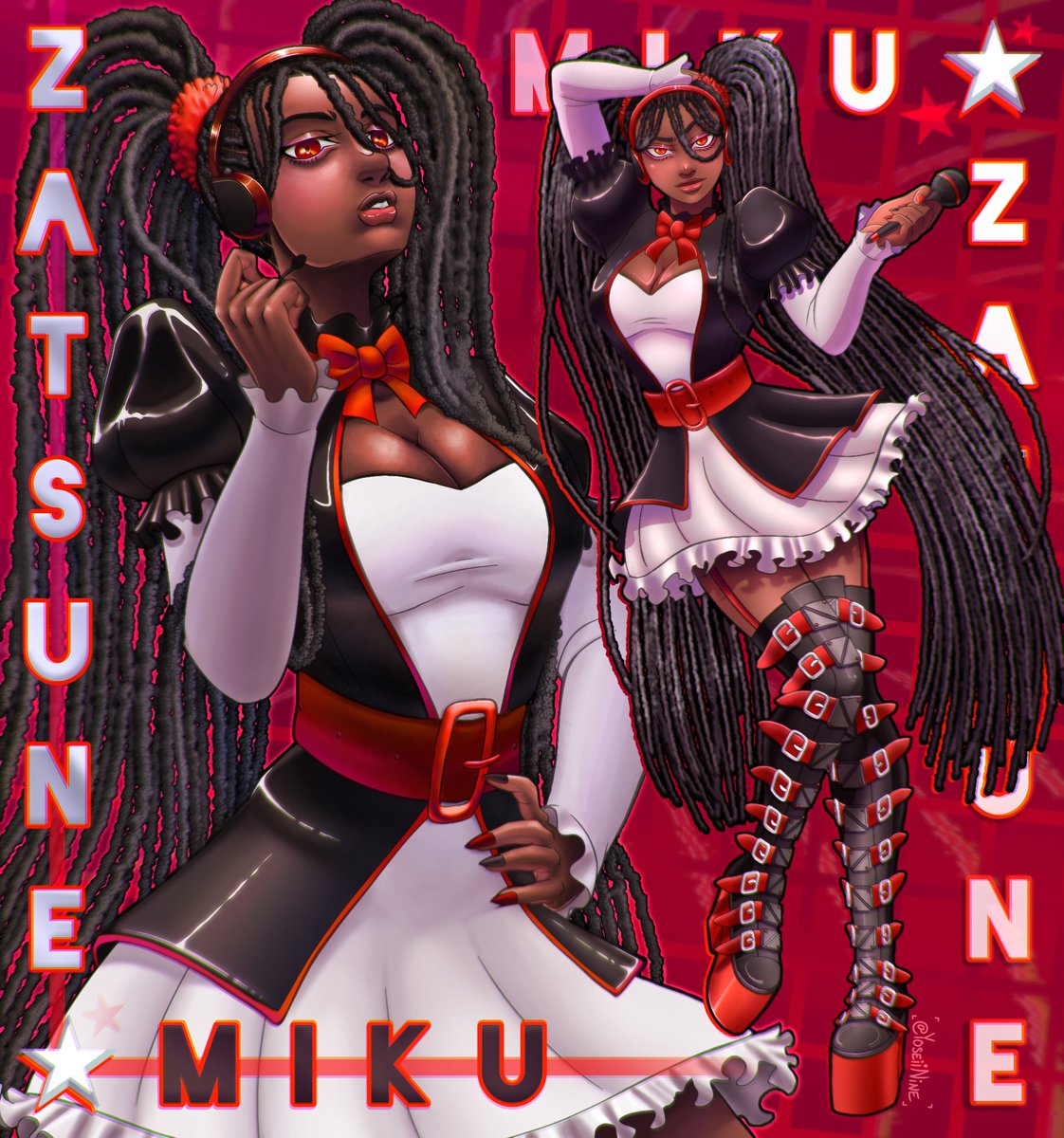YoseiiNine's tweet photo. VOCALOID | Finally did some Zatsune Miku redesigns! https://t.co/CtnbjxQnmF