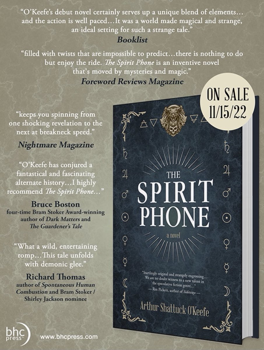 #TheSpiritPhone: a novel

Cocksure young mage #AleisterCrowley & renowned  inventor #NikolaTesla confront the enigma of #ThomasEdison’s phone to contact the dead.    

Published by @BHCPressBooks
Orders: buff.ly/3abjIaf 
#Novel #DarkFantasy #prrequest #AlternateUniverse