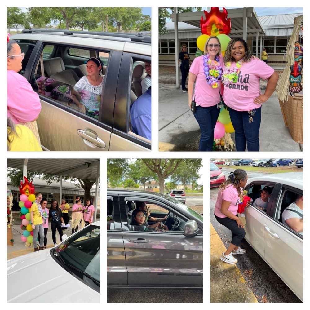 This afternoon we celebrated our 5th grade stars! We said “aloha” 🌺 to them as they drove down the car loop in a parade! Staff celebrated their achievements and their teachers gifted them with a shirt and awesome goodies! @SDOCElemEd @Osceolaschools @EduGator9 @DosKimberley