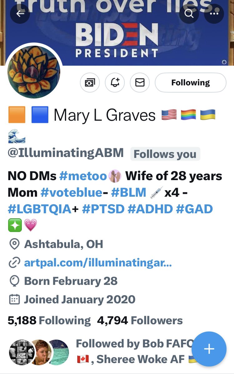 Mary @IlluminatingABM only needs 206 likeminded people to help her get to 5K. Looking at her ratio she definitely follows back. Let’s do it again for another artist who believes in our democracy. RT