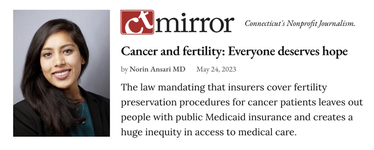 👏🥳🌟 We're proud to see our fellows engaged in activism and advocacy for health equity!!! 📢📢📢 Sharing an op ed from Dr. Norin Ansari re fertility preservation for patients with cancer and Medicaid insurance. <a href="/NorinAnsariMD/">Norin Ansari, MD, MPH</a> ⚖️📰🖊️ Read here ➡️ tinyurl.com/49c5xuun